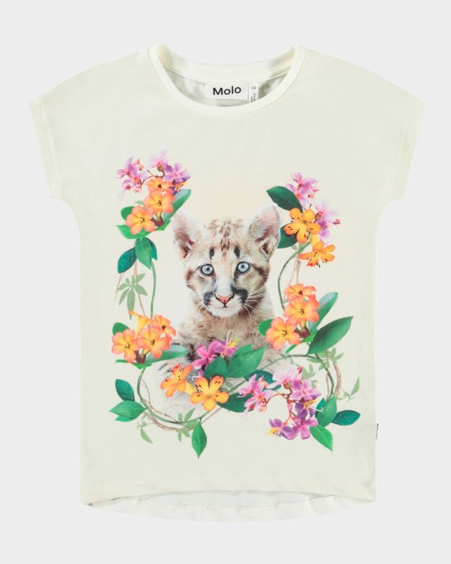 Girl's Ragnhilde Grpahic Kitty T-Shirt, Size 8-